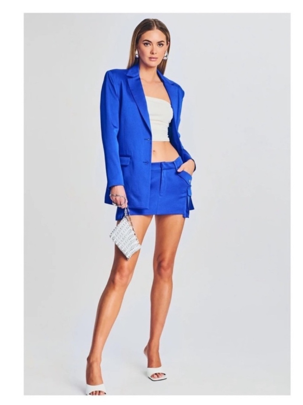 New! SER.O.YA Vienna Oversized Blazer Jacket in Royal Blue